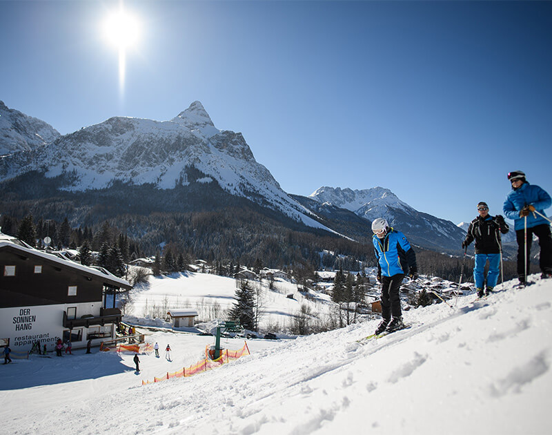 Das Skigebiet auf der Sonnenseite der Zugspitze